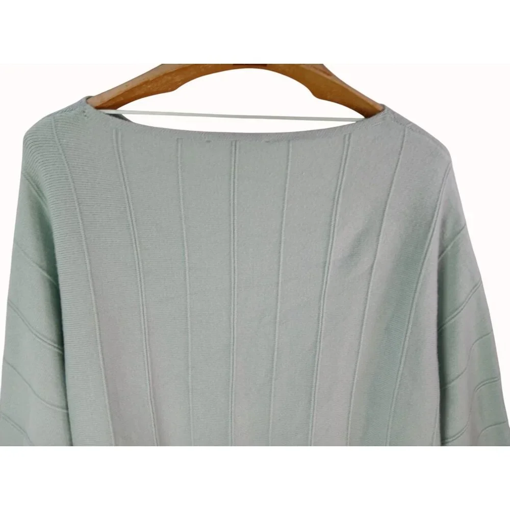 Magaschoni Womens Mint Green Ribbed Knit Dolman Sleeve Sweater 1X Slouchy Cozy - Picture 7 of 9